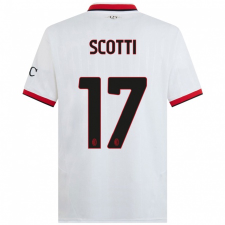 Kandiny Enfant Maillot Filippo Scotti #17 Blanc Noir Rouge Tenues Extérieur 2024/25 T-Shirt