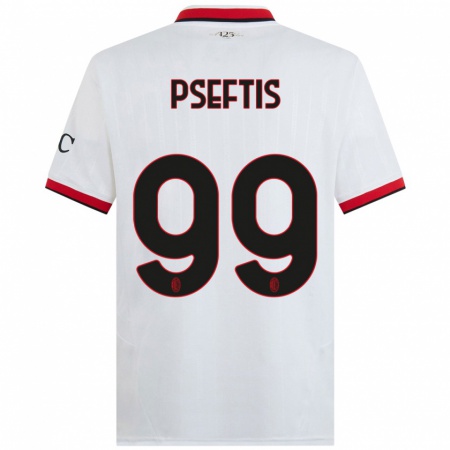 Kandiny Enfant Maillot Fotios Pseftis #99 Blanc Noir Rouge Tenues Extérieur 2024/25 T-Shirt