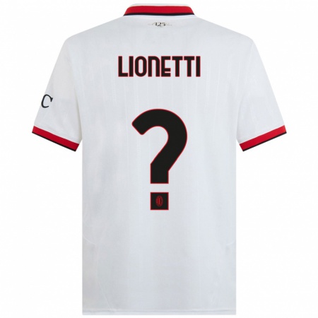 Kandiny Enfant Maillot Francesco Lionetti #0 Blanc Noir Rouge Tenues Extérieur 2024/25 T-Shirt