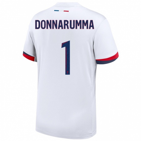 Kandiny Enfant Maillot Gianluigi Donnarumma #1 Blanc Bleu Rouge Tenues Extérieur 2024/25 T-Shirt