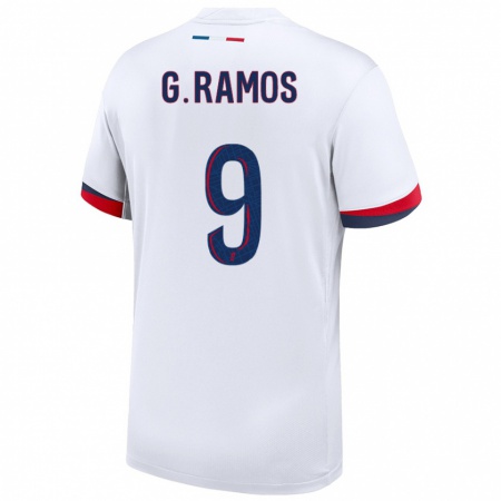 Kandiny Enfant Maillot Gonçalo Ramos #9 Blanc Bleu Rouge Tenues Extérieur 2024/25 T-Shirt