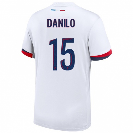 Kandiny Enfant Maillot Danilo Pereira #15 Blanc Bleu Rouge Tenues Extérieur 2024/25 T-Shirt