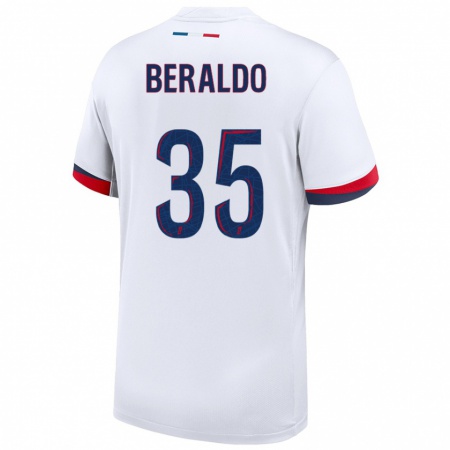 Kandiny Enfant Maillot Lucas Beraldo #35 Blanc Bleu Rouge Tenues Extérieur 2024/25 T-Shirt