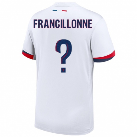 Kandiny Enfant Maillot Bryan Francillonne #0 Blanc Bleu Rouge Tenues Extérieur 2024/25 T-Shirt