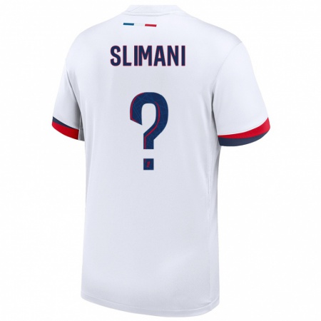 Kandiny Enfant Maillot Yacine Slimani #0 Blanc Bleu Rouge Tenues Extérieur 2024/25 T-Shirt