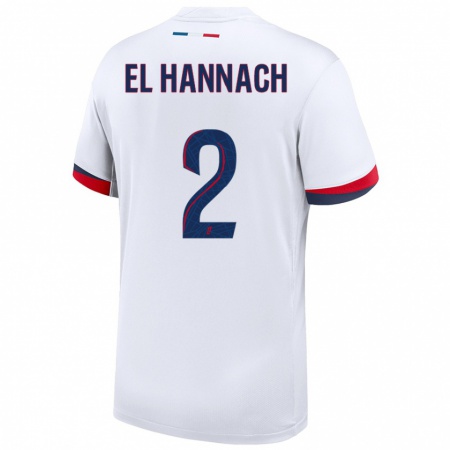 Kandiny Enfant Maillot Naoufel El Hannach #2 Blanc Bleu Rouge Tenues Extérieur 2024/25 T-Shirt