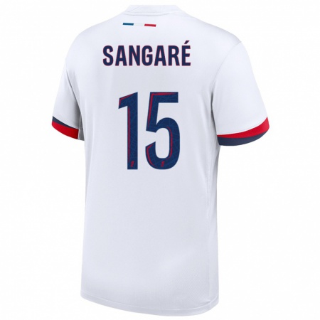 Kandiny Enfant Maillot Mahamadou Sangaré #15 Blanc Bleu Rouge Tenues Extérieur 2024/25 T-Shirt