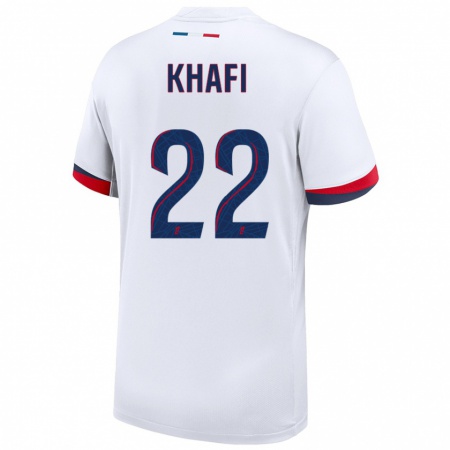 Kandiny Enfant Maillot Yanis Khafi #22 Blanc Bleu Rouge Tenues Extérieur 2024/25 T-Shirt