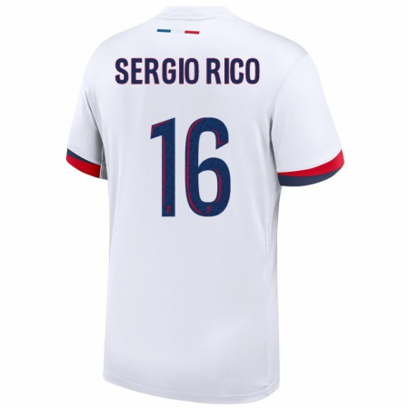 Kandiny Enfant Maillot Sergio Rico #16 Blanc Bleu Rouge Tenues Extérieur 2024/25 T-Shirt