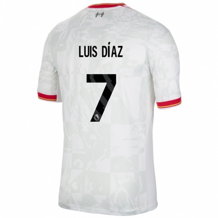 Kandiny Enfant Maillot Luis Díaz #7 Blanc Rouge Noir Troisieme 2024/25 T-Shirt