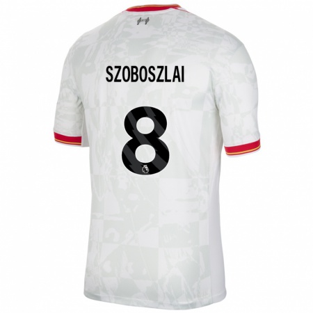 Kandiny Enfant Maillot Dominik Szoboszlai #8 Blanc Rouge Noir Troisieme 2024/25 T-Shirt