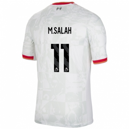 Kandiny Enfant Maillot Mohamed Salah #11 Blanc Rouge Noir Troisieme 2024/25 T-Shirt