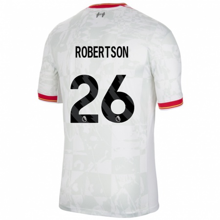 Kandiny Enfant Maillot Andrew Robertson #26 Blanc Rouge Noir Troisieme 2024/25 T-Shirt