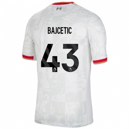 Kandiny Enfant Maillot Stefan Bajcetic #43 Blanc Rouge Noir Troisieme 2024/25 T-Shirt