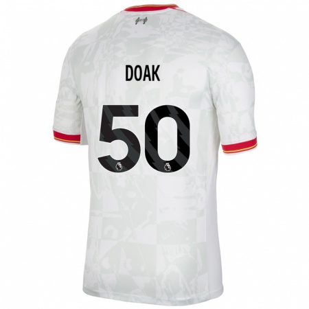 Kandiny Enfant Maillot Ben Doak #50 Blanc Rouge Noir Troisieme 2024/25 T-Shirt