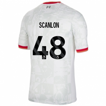 Kandiny Enfant Maillot Calum Scanlon #48 Blanc Rouge Noir Troisieme 2024/25 T-Shirt