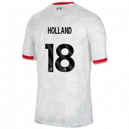 Kandiny Enfant Maillot Ceri Holland #18 Blanc Rouge Noir Troisieme 2024/25 T-Shirt