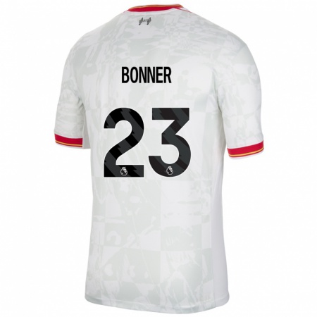 Kandiny Enfant Maillot Gemma Bonner #23 Blanc Rouge Noir Troisieme 2024/25 T-Shirt