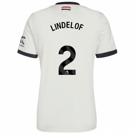 Kandiny Enfant Maillot Victor Lindelöf #2 Blanc Cassé Troisieme 2024/25 T-Shirt