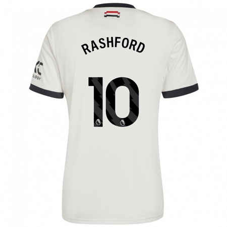 Kandiny Enfant Maillot Marcus Rashford #10 Blanc Cassé Troisieme 2024/25 T-Shirt