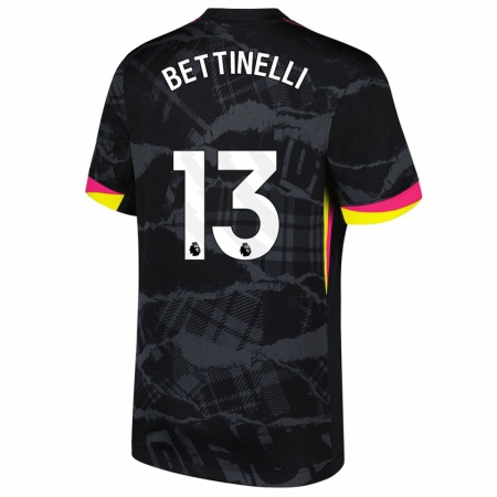 Kandiny Enfant Maillot Marcus Bettinelli #13 Noir Rose Troisieme 2024/25 T-Shirt