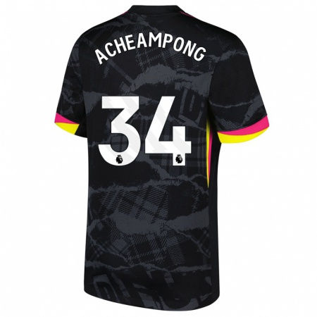 Kandiny Enfant Maillot Josh Acheampong #34 Noir Rose Troisieme 2024/25 T-Shirt