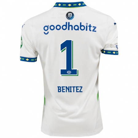 Kandiny Enfant Maillot Walter Benítez #1 Blanc Bleu Foncé Troisieme 2024/25 T-Shirt