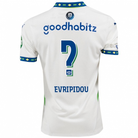 Kandiny Enfant Maillot Konstantinos Evripidou #0 Blanc Bleu Foncé Troisieme 2024/25 T-Shirt