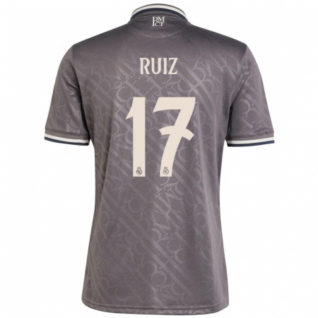 Kandiny Enfant Maillot David Ruiz #17 Anthracite Troisieme 2024/25 T-Shirt