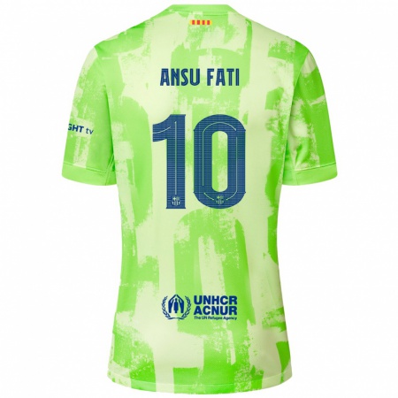 Kandiny Enfant Maillot Ansu Fati #10 Citron Vert Troisieme 2024/25 T-Shirt