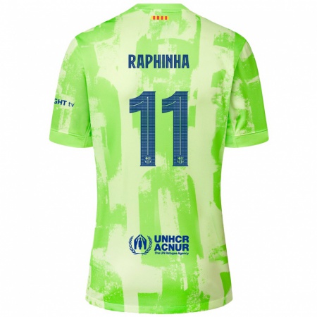 Kandiny Enfant Maillot Raphinha #11 Citron Vert Troisieme 2024/25 T-Shirt