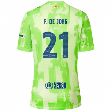 Kandiny Enfant Maillot Frenkie De Jong #21 Citron Vert Troisieme 2024/25 T-Shirt