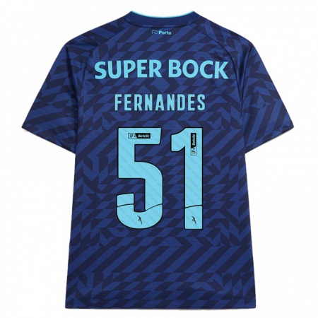 Kandiny Enfant Maillot Diogo Fernandes #51 Bleu Marine Troisieme 2024/25 T-Shirt