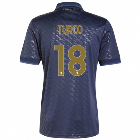 Kandiny Enfant Maillot Nicolo Turco #18 Bleu Marine Troisieme 2024/25 T-Shirt