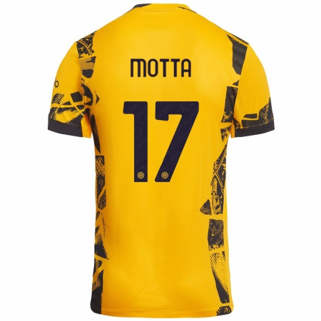 Kandiny Enfant Maillot Matteo Motta #17 Doré Noir Troisieme 2024/25 T-Shirt