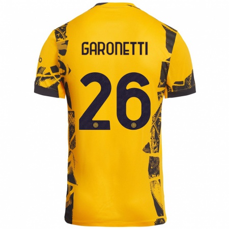 Kandiny Enfant Maillot Gabriele Garonetti #26 Doré Noir Troisieme 2024/25 T-Shirt