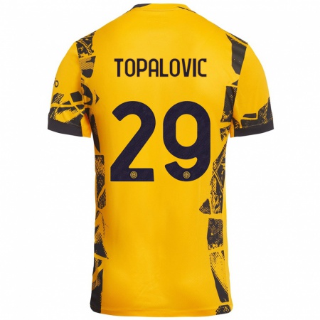 Kandiny Enfant Maillot Luka Topalovic #29 Doré Noir Troisieme 2024/25 T-Shirt