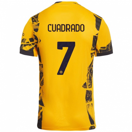 Kandiny Enfant Maillot Juan Cuadrado #7 Doré Noir Troisieme 2024/25 T-Shirt