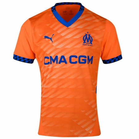 Kandiny Enfant Maillot Roggerio Nyakossi #0 Orange Bleu Foncé Troisieme 2024/25 T-Shirt