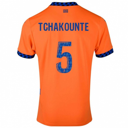 Kandiny Enfant Maillot Annaëlle Tchakounté #5 Orange Bleu Foncé Troisieme 2024/25 T-Shirt