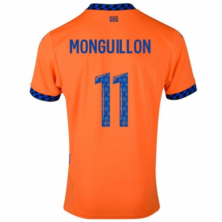 Kandiny Enfant Maillot Coralie Monguillon #11 Orange Bleu Foncé Troisieme 2024/25 T-Shirt