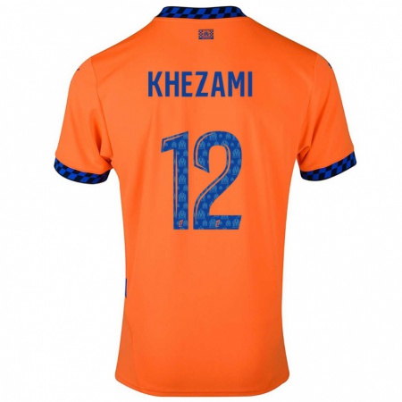 Kandiny Enfant Maillot Roselène Khezami #12 Orange Bleu Foncé Troisieme 2024/25 T-Shirt