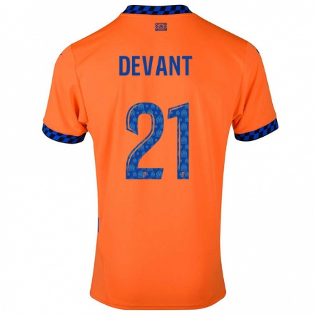 Kandiny Enfant Maillot Caroline Devant #21 Orange Bleu Foncé Troisieme 2024/25 T-Shirt