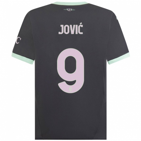 Kandiny Enfant Maillot Luka Jović #9 Gris Troisieme 2024/25 T-Shirt