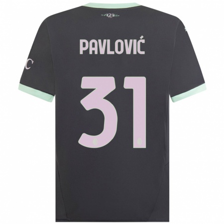 Kandiny Enfant Maillot Strahinja Pavlović #31 Gris Troisieme 2024/25 T-Shirt