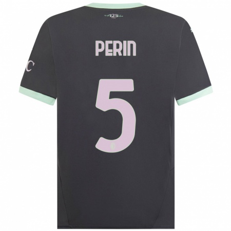 Kandiny Enfant Maillot Ernesto Perin #5 Gris Troisieme 2024/25 T-Shirt