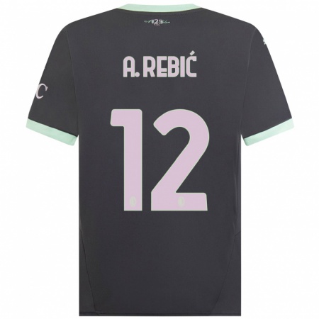 Kandiny Enfant Maillot Ante Rebic #12 Gris Troisieme 2024/25 T-Shirt