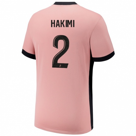 Kandiny Enfant Maillot Achraf Hakimi #2 Rouille Rose Troisieme 2024/25 T-Shirt