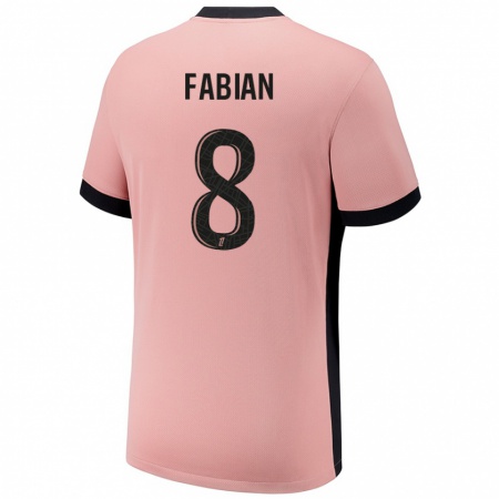 Kandiny Enfant Maillot Fabián Ruiz #8 Rouille Rose Troisieme 2024/25 T-Shirt