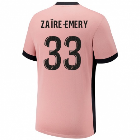 Kandiny Enfant Maillot Warren Zaïre-Emery #33 Rouille Rose Troisieme 2024/25 T-Shirt